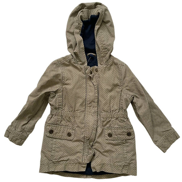 Baby Gap 100% Cotton Olive Green Anorak Jacket with Polka Dots, Size 3T 🗣 - Picture 1 of 3